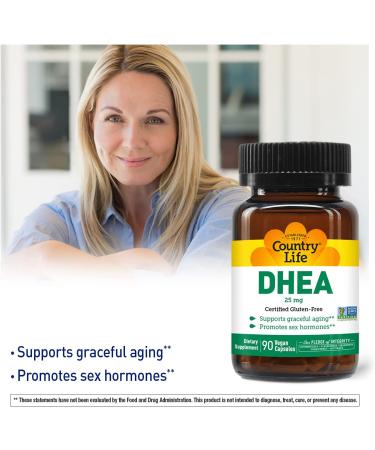 Country Life DHEA 25 mg - 90 Vegetarian Capsules for Hormonal Health - Buy Online on GoSupps.com
