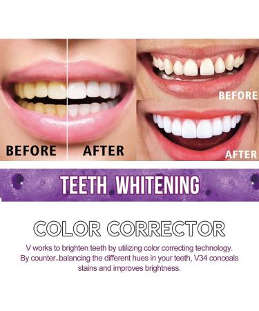 2PCS Purple Whitening Toothpaste V34 Color Correcting Toothpaste Whitening Toothpaste V34 Toothpaste Purple Correcting Toothpaste Oral Cleaning Toothpastes (Purple) - Buy Online on GoSupps.com