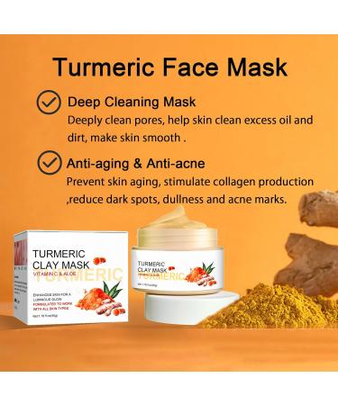 Turmeric Dark Spot Masks Acne Treatment Hyperpigmentation Treatment Contain Turmeric Vitamin C and Kaolin Clay Deep Cleansing and Reduce Acne Dark Spots Face Masks Skincare. - Buy Online on GoSupps.com