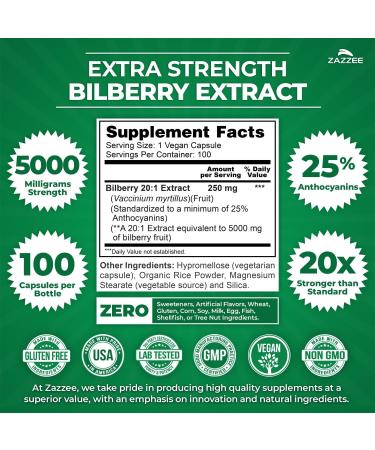 Zazzee Cognitive Brain Health & Vision Support Bundle | Extra Strength Bilberry 20:1 Extract & CDP Choline Capsules | Non-GMO Vegan & ISO Lab Tested - Buy Online on GoSupps.com