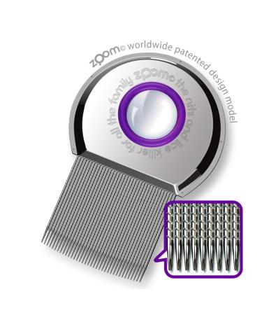 Zoom Lice Comb - Stainless Steel Lice Removal Tool with Magnifying Glass & Micro-Reef Tines for Effective Lice & Nits Removal - Buy Online on GoSupps.com