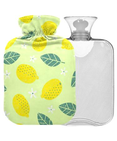Naanle yellow juicy lemon heat bottle with reference transparent hot water bottle 1l warm head for bed handfoot warmer pain relief heat and cold therapy