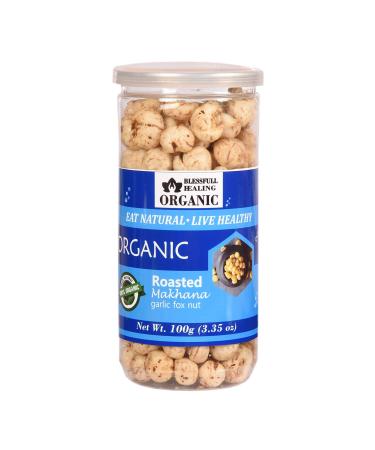Blessfull Healing Organic Makhana with Roasted Garlic Flavor 100 grams