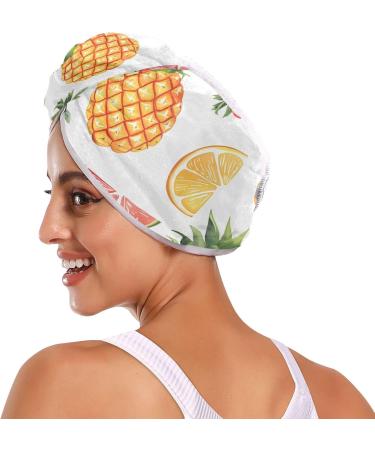 2 Pack Colorful Hair Towels - Super Absorbent Pineapple Grapefruit Strawberry Quick Dry Turbans for Women & Girls - Buy Online on GoSupps.com