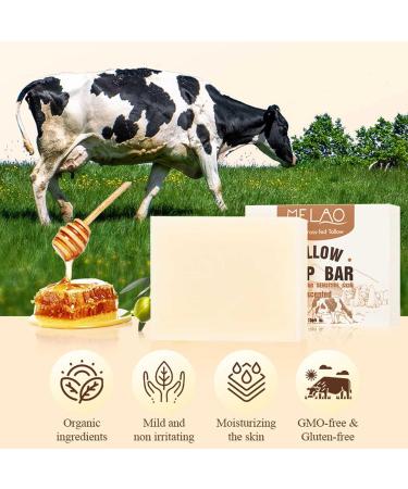 Pure Grass-Fed Beef Tallow Soap Bar with Honey | Hydrating Eczema & Sensitive Skin Care | Unscented Natural Soap - Buy Online on GoSupps.com