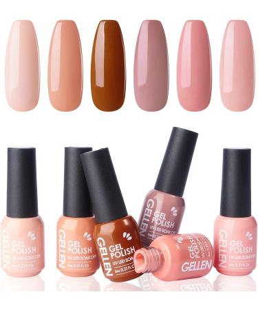 Gellen Gel Nail Polish Kit - Pink Nudes Neutrals 6 Colors Gel Polish Warm Pastels Nail Gel Polish Set Nail Art DIY Home Gel Manicure Set - Buy Online on GoSupps.com