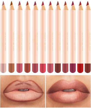 Set of 12 sculpting matte velvet lip pencils - Long-lasting lipstick - Easy to use velvety matte shine natural and long-lasting for everyday application for girls - Buy Online on GoSupps.com