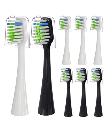 Toothbrush Heads Replacement Compatible with Aquasonic Duo Series Eletric Toothbrush - 4 White & 4 Black
