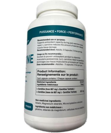 Tested Nutrition L-Carnitine Capsules | 454mg L-Carnitine Tartrate per Capsule | Stimulant Free Weight Loss Support Muscle Recovery Energy Metabolism Booster | 60 Servings (180 Capsules) - Buy Online on GoSupps.com