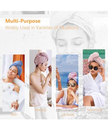 Tuerria Microfiber Hair Turban for Women - 2 Pack (Pink Champagne & Clear Sky) | Super Absorbent Fast Drying Anti-Frizz & Hands-Free - Buy Online on GoSupps.com