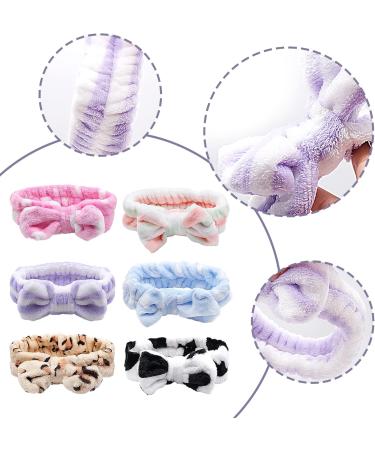 6 Colors Bowknot Hair Bands Spa Headband Women Soft Coral Fleece Elastic Headbands for Yoga Sports Shower Beauty Facial Skincare Makeup Wash - Buy Online on GoSupps.com