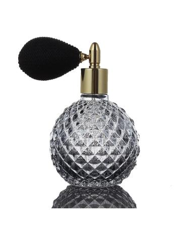 WTWEN 100ml Perfume Spray Bottle Vintage Style Glass Refillable Bottle for Lady Gift (Black)