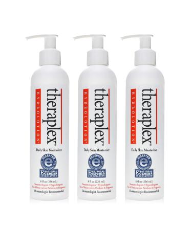 Theraplex Hydro Lotion (8 oz) - No Parabens or Preservatives Noncomedogenic and Hypoallergenic Fragrance-Free Dermatologist recommended - National Eczema Association Seal of Approval (Pack of 3)