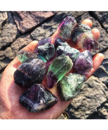 Simurg Raw Fluorite Stone 1lb ''A'' Grade Rainbow Fluorite Rough Crystal - Green Fluorite Rocks for Cabbing, Tumbling, Cutting, Lapidary, Polishing, Reiki Crystal Healing Rainbow Fluorite Stone