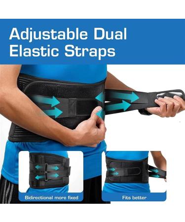 Back Brace with Warm Lumbar Pad - Ergonomic Waist Support for Lower Back Pain Relief | Medium Black | Ideal for Work & Sports - Buy Online on GoSupps.com