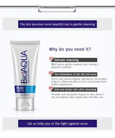 BIOAQUA Skin Care Acne Face Treatment Removal Cleanser Cream Spots Scar Blemish Mark 100g - Buy Online on GoSupps.com