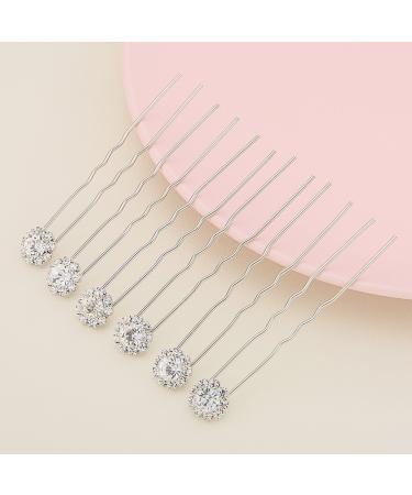 Ammei Crystal Bridal Hair Pins Set - Wedding Hair Accessories with Rhinestone for Brides & Bridesmaids (Silver) - Set of 12 - Buy Online on GoSupps.com