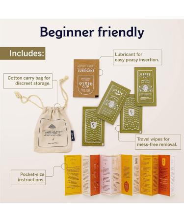 Pixie Soft Menstrual Cup - Most Comfortable Period Cups for Women with Tilted Cervix - Buy One We Give One - Includes Ebook Guide Flushable Wash Wipes Lube & Storage Bag - Tampon & Pad Alternative - Buy Online on GoSupps.com