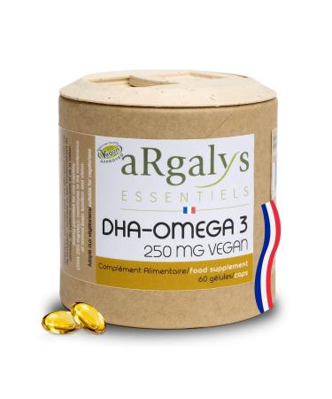 Omega 3 DHA | Seaweed Oil - Natural - Ultra Pure | Vegan | 60 capsules | 250 mg DHA/Capsule | Made in France | Argalys Essentials