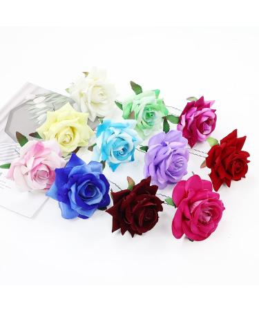 11 Pack Handmade Rose Flower Hair Pins - Bridal Party Decorative Accessories - Buy Online on GoSupps.com