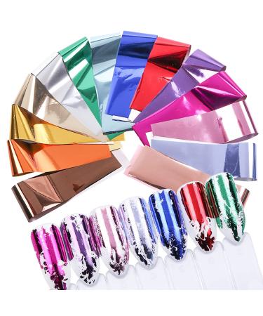 14 Colors Metallic Nail Foil Transfer Stickers - Holographic Effect Nail Art Accessories | Gold, Silver, Matte Transfer Foils - Nail Decals for Manicure Decoration - Buy Online on GoSupps.com
