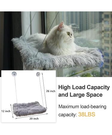 HlinZoom Cat Window Hammock with Fluffy Blanket | Easy to Assemble Cat Perch | Indoor Sunbathe Resting Seat - Light Gray - Buy Online on GoSupps.com