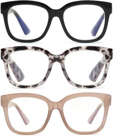 JM 3 Pack Oversized Square Reading Glasses - Light Blocking Computer Readers for Men & Women - 2.0x Magnification - International Shipping Available - Buy Online on GoSupps.com