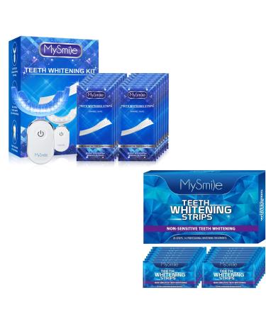 MySmile Teeth Whitening Kit with Teeth Whitening Strips 14X Non-Sensitive Whitening Strips 10 Min Fast Whitening Teeth Natural Teeth whitening Helps to Remove Stains from Coffee Smoking Wines