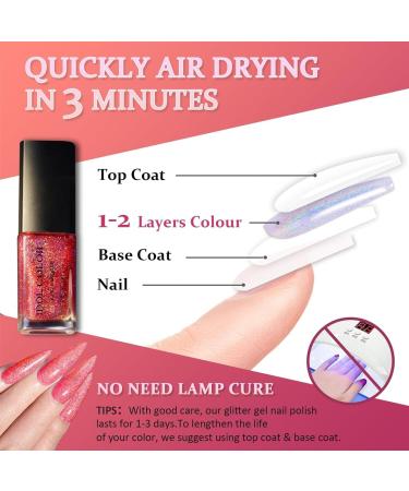 Glitter Nail Polish Long-Lasting Quick-Drying Nail Polish with Natural Ingredients - 13 ml Shimmer Pink Glitter Nail Polish - DIY Nail Art Manicure (011) - Buy Online on GoSupps.com