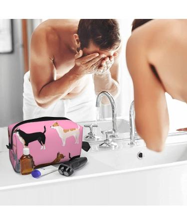 Cute Chihuahua Dog Cosmetic Bag | Large Pink Travel Toiletry Organizer | Portable Makeup Bag for Dogs Lovers - Buy Online on GoSupps.com