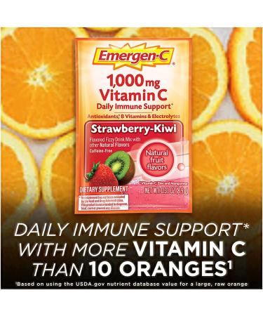 Emergen-C Vitamin C Strawberry-Kiwi 1000 mg - 30 Packets for Immune Support - Buy Online on GoSupps.com
