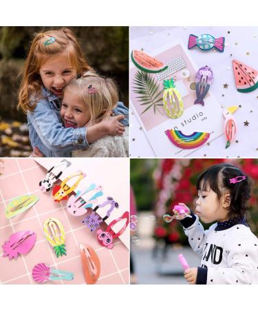 Funtopia 80 Pcs Cute Animal & Fruit Hair Clips for Girls - Cartoon Design Metal Snap Hairpins for Kids, Teens & Pets - Buy Online on GoSupps.com
