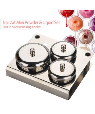 3 Pieces Nail Art Powder Liquid Cup Set - Stainless Steel Mini Tins for Salon Use | Compact Manicure Tools for Professionals - Buy Online on GoSupps.com