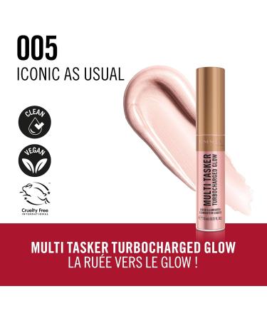 Rimmel Multi Tasker Turbocharged Glow highlighter visage liquide pigments nacr s r flecteurs de lumi re clat radieux et lumineux Vitamines C et E Formule vegan hydratant 005 Iconic as Usual - Buy Online on GoSupps.com
