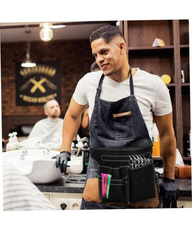 Minkissy 2-Pack Leather Belt Bag for Hairdressers | Hip Bag for Stylists | Tool Storage Pocket | 25x19cm | Black - Buy Online on GoSupps.com