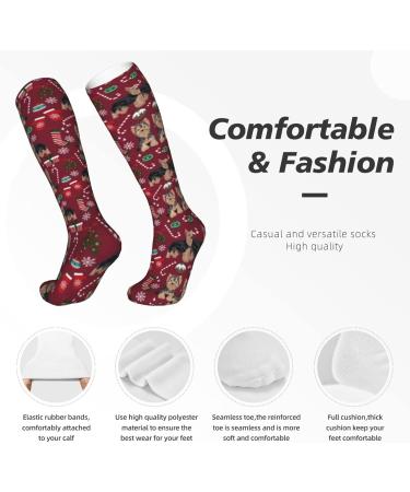 Yorkie Christmas Compression Socks for Men & Women | 15-20 mmHg Circulation Support for Running & Cycling - Buy Online on GoSupps.com