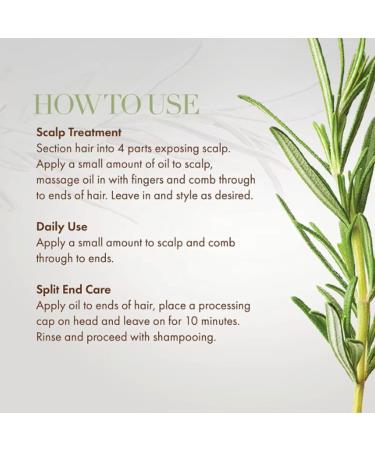 Organic Rosemary Hair Oil For Hair Growth 59 ml Treat Dry Damaged Hair to Target Hair Loss. Suitable for Eyebrows and Eyelashes Nourishes the Scalp - Buy Online on GoSupps.com