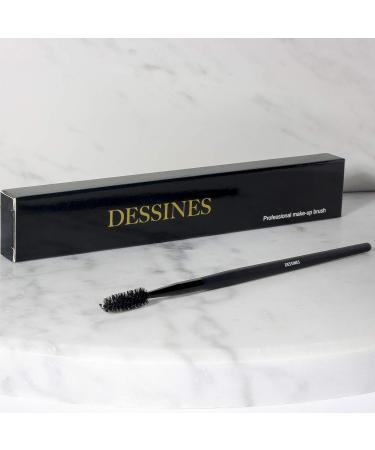 DESSINES Vegan Makeup Brush TU-787 | Professional Eyebrow & Eyelash Brush with Natural Wooden Handle - Black - International Shipping Available - Buy Online on GoSupps.com