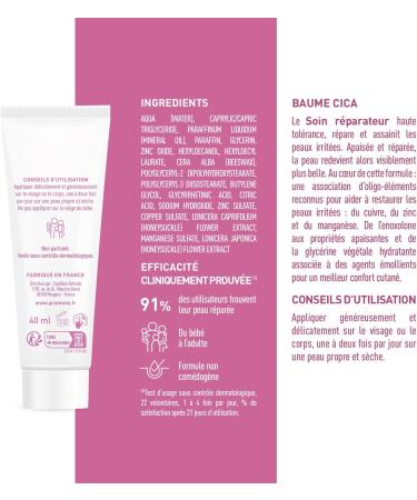 CICA Healing Cream - GRANIONS Dermatologie - Moisturizing Cream for Babies Children Adults - Vegetable Glycerine + Zinc + Copper - Soothing Balm - Sensitive and Irritated Skin - Face and Body - 40 - Buy Online on GoSupps.com