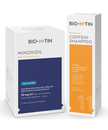 Minoxidil Bio-H-Tin 50 mg/ml spray solution to apply to the scalp 3x 60 ml + organic h-tin invigorating caffeine shampoo 200 ml station wagon: minoxidil + caffeine shampoo