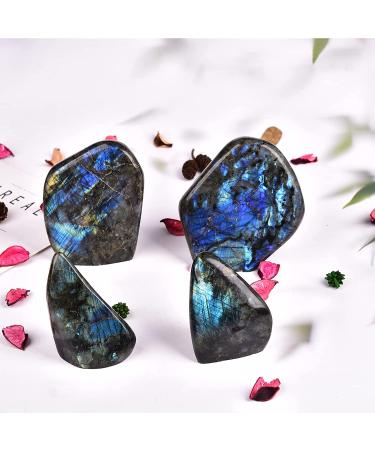JIC Gem Labradorite Palm Stone - 100% Natural Handcrafted Healing Crystal - Calming Effects - 0.5-0.8lb - Buy Online on GoSupps.com