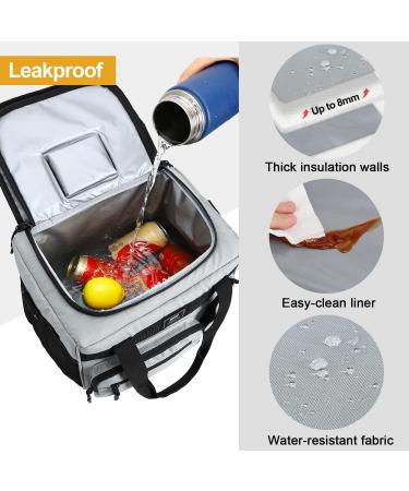MIER Leakproof Insulated 30 Can Cooler Lunch Bag with Top Flip Lid - Grey - 18L - Buy Online on GoSupps.com