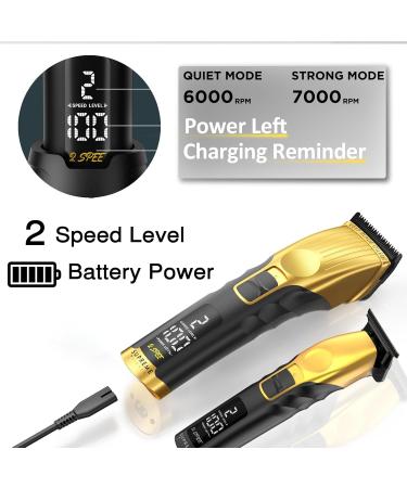 Supreme Trimmer 2-in-1 Beard Trimmer & Hair Clipper Combo | Cordless Professional Barber Tools with LCD Display & Removable Blades | STB280 Gold - Shop Now for Worldwide Shipping - Buy Online on GoSupps.com