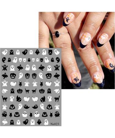 JMEOWIO 3D Embossed Halloween Nail Art Stickers Decals Self-Adhesive 5D White Ghost Pumpkin Nail Supplies Nail Art Design Decoration Accessories 4 Sheets - Buy Online on GoSupps.com