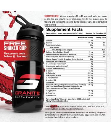 Granite Recovery Intra-Workout (Watermelon) for Max Performance & Muscle Growth | Enhanced Recovery & Stress Relief | Essential Amino Acids + Cluster Dextrin + Sensoril | Gluten & Soy Free | Made in USA - Buy Online on GoSupps.com
