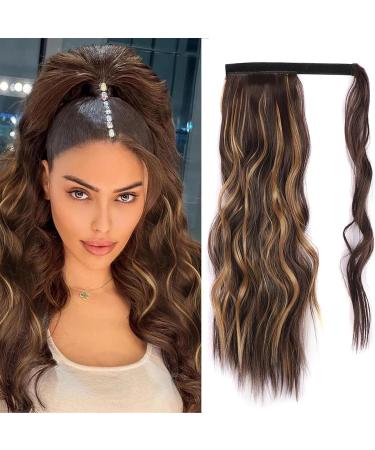 Ponytail Extension Body Wave Ponytail Hair Extension Heat Resistant Synthetic Wrap Around Ponytail Extension Clip In Wave Curly Ponytail Hairpiece for Women Ponytail Hairpiece for Women (Color : 1B - Buy Online on GoSupps.com