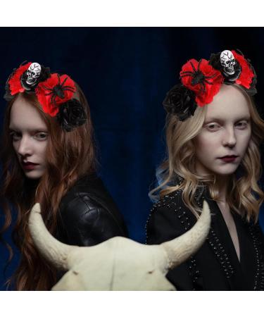 FRCOLOR Halloween Headband Day of The Dead Flower Headpiece dia de los muertos Rose Crown Rose Halloween Hair Hoop Gothic Flower Headband (Black Red) - Buy Online on GoSupps.com