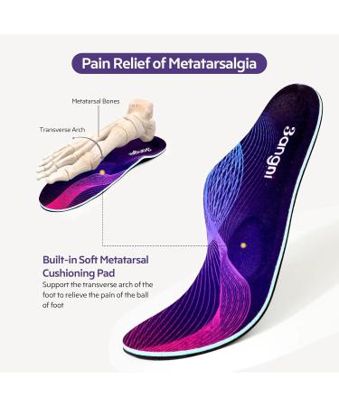 3angni Orthopedic Insoles for Flat Feet | Comfortable Inserts for Heel Spurs & Plantar Fasciitis | EU Size 43-44 (280mm) | Unisex Foot Support - Buy Online on GoSupps.com