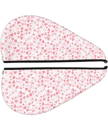 Hair Towel Wrap with Button - Quick Drying Towel Turban for Effortless Hair Care | Cute Hand Drawn Hearts Design - Buy Online on GoSupps.com