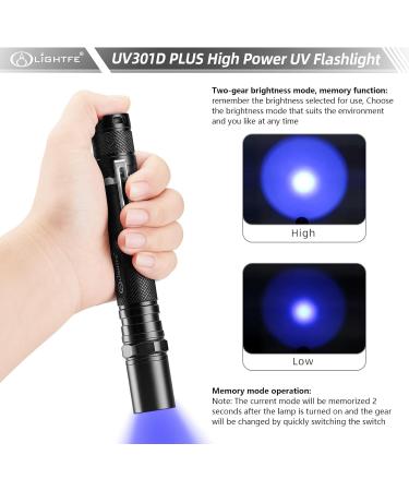 LightTFE UV301D Plus UV lamp 365NM Portable Ultraviolet Torch LED Torch Light UV Rays Waterproof IPX-8 pet Urine Detector (Batteries Included) Black Uv301d Plus (365nm) Black - Buy Online on GoSupps.com